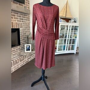 Talbots Burgundy Red Long-Sleeve Draped Knit Dress